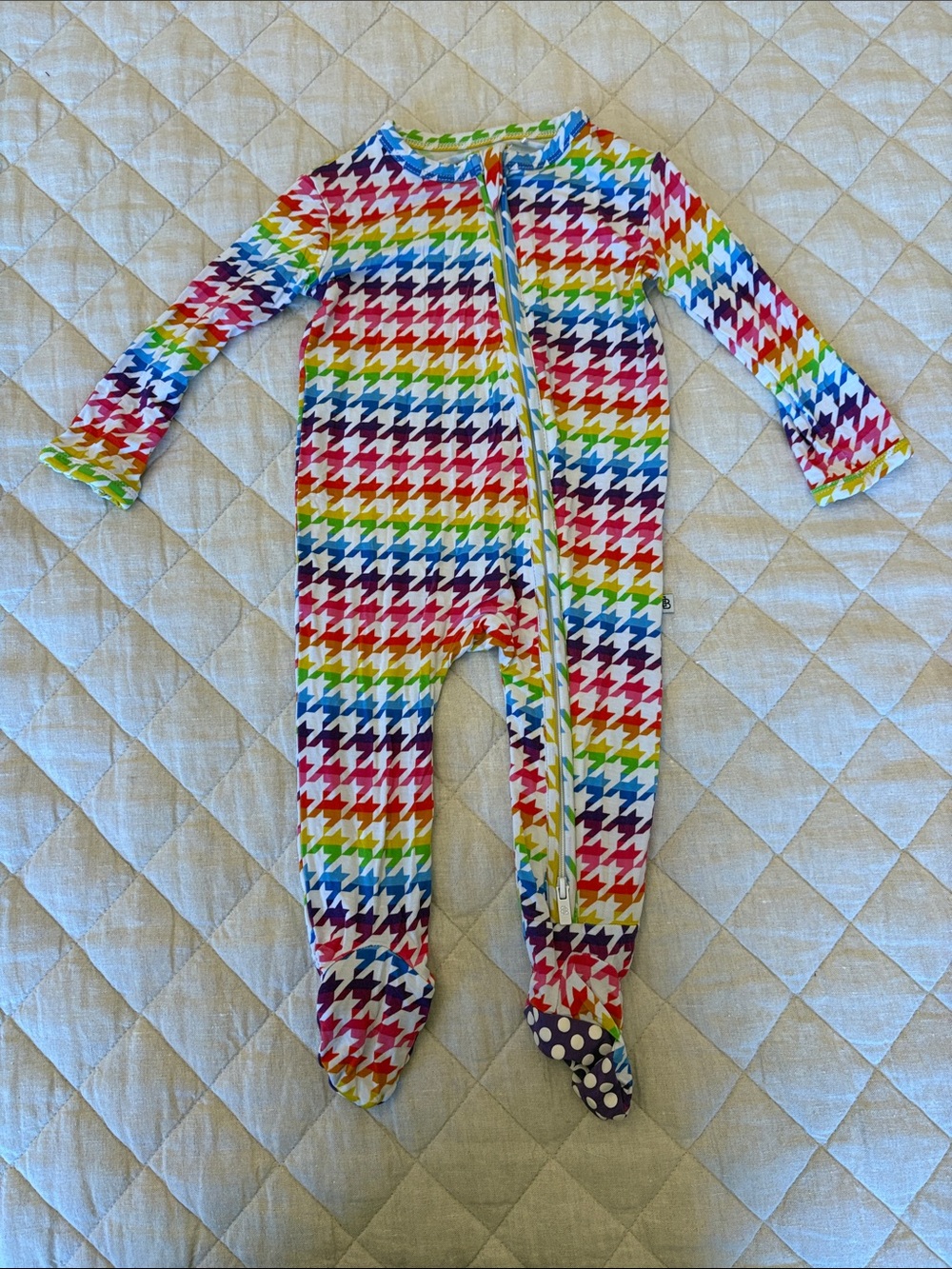 NWOT Rainbow Houndstooth Footed One-Piece - Multicolor